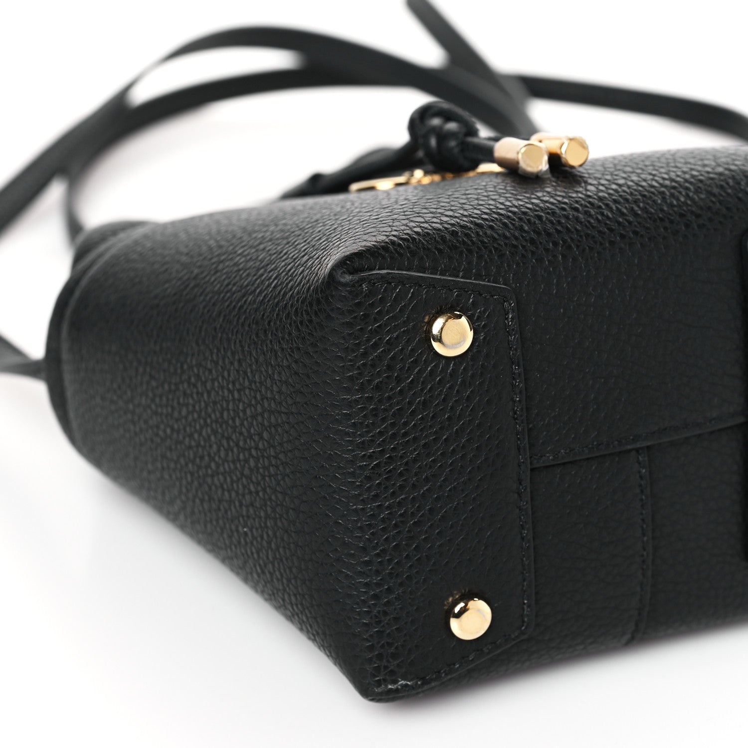 Salvatore Ferragamo Grained Calfskin Mini Gancino Bucket Bag Black 7 of 8