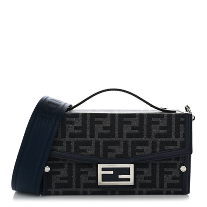 Fendi Recycled Fabric Jacquard Vitello King FF 1974 Baguette Soft Trunk  Blue 1 of 9