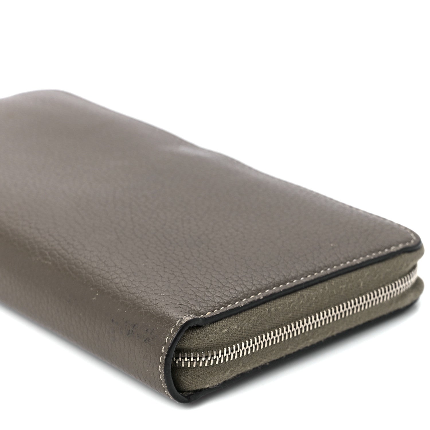 Celine Drummed Calfskin Large Zip Around Multifunction Wallet Souris 12 of 12