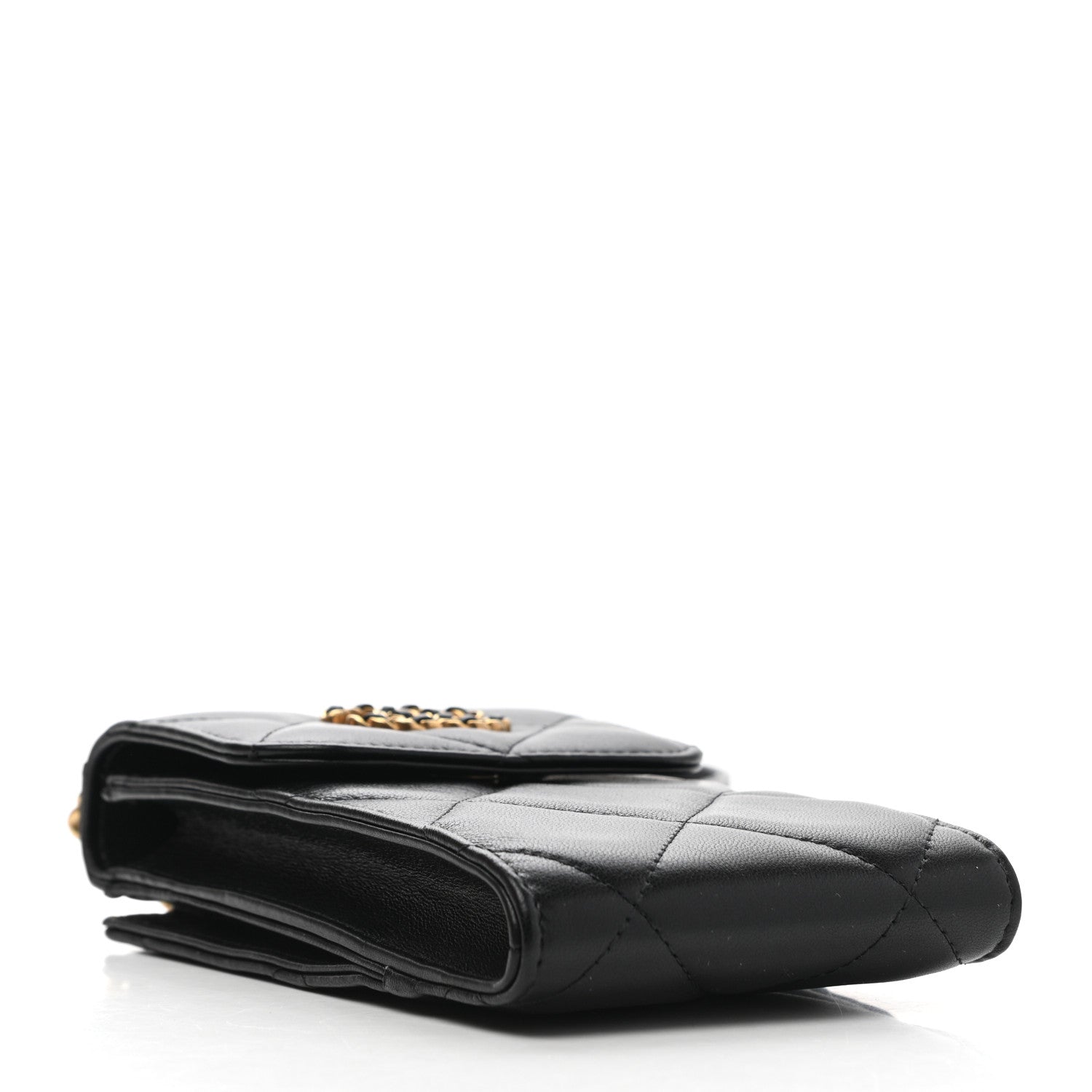 Chanel Lambskin Quilted Chanel 19 Phone Holder With Chain Black 4 of 9