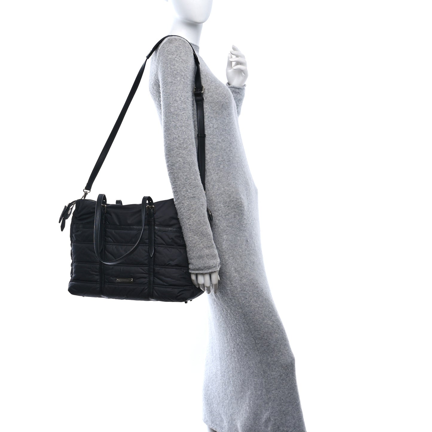 Nylon House Check Quilted Abbey Diaper Bag Black