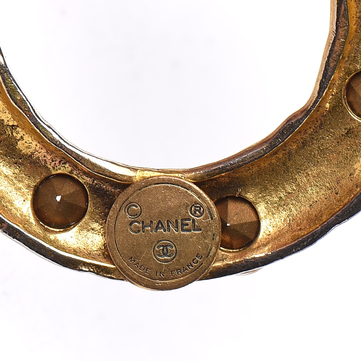 Chanel Crystal Hoop Clip On Earrings Gold 5 of 5