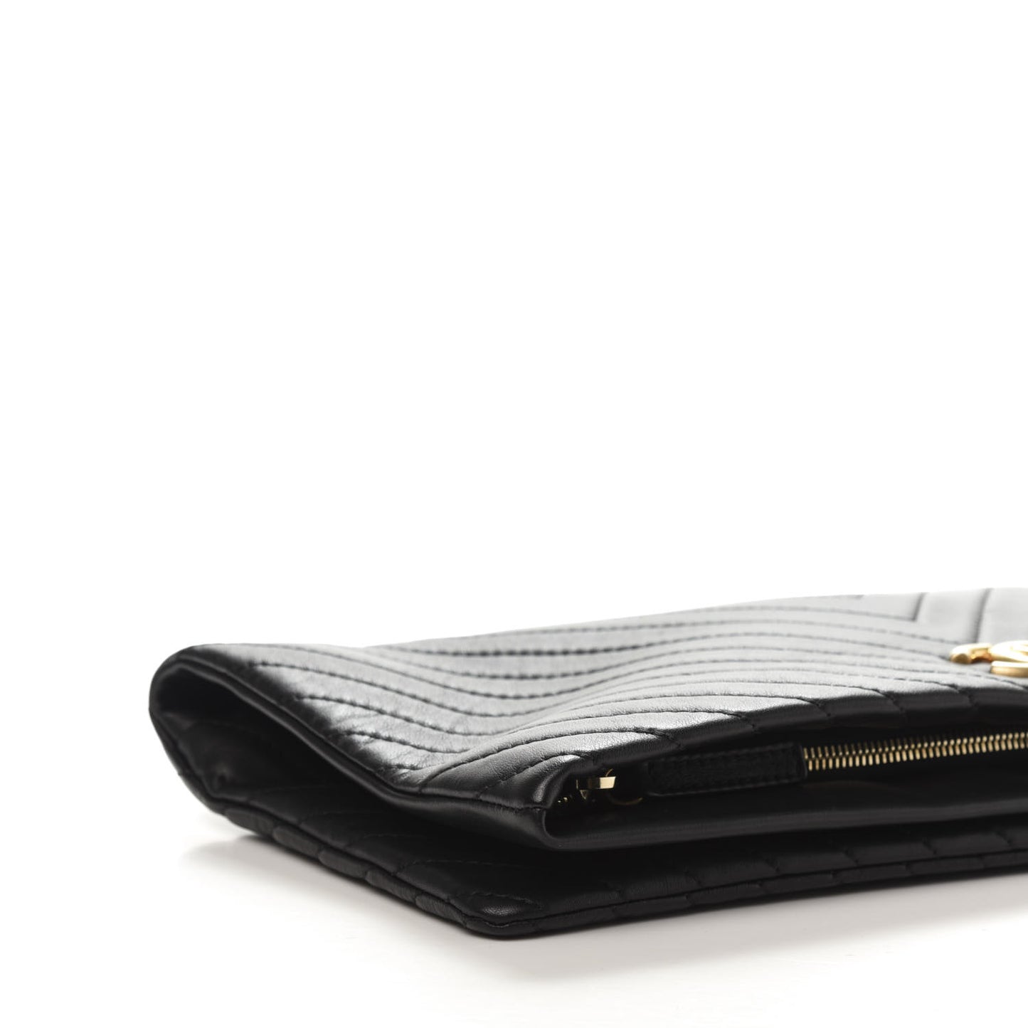 Lambskin Chevron CC Clutch Black