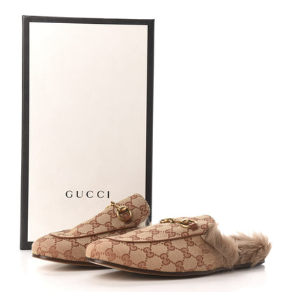 Gucci GG Monogram Fur Mens Princetown Slippers 8 Beige Ruggine Rust 8 of 8