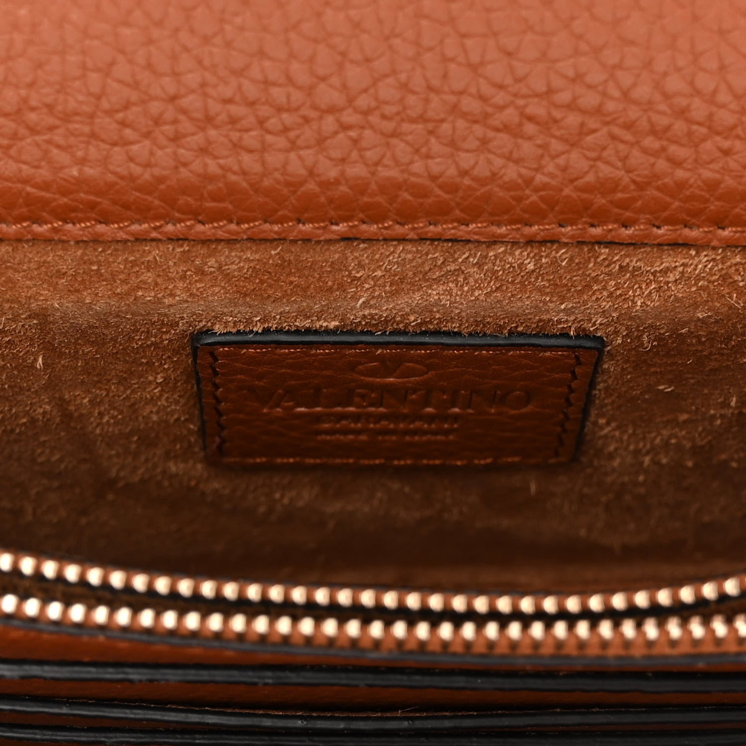 Valentino Garavani Pebbled Calfskin Rockstud Wallet On Chain Saddle Brown 6 of 9