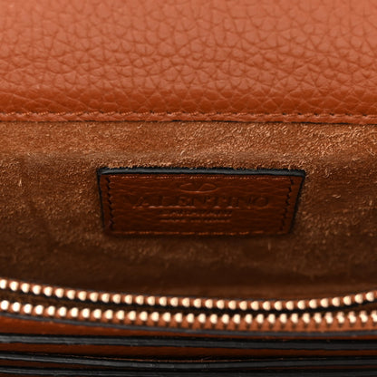 Valentino Garavani Pebbled Calfskin Rockstud Wallet On Chain Saddle Brown 6 of 9