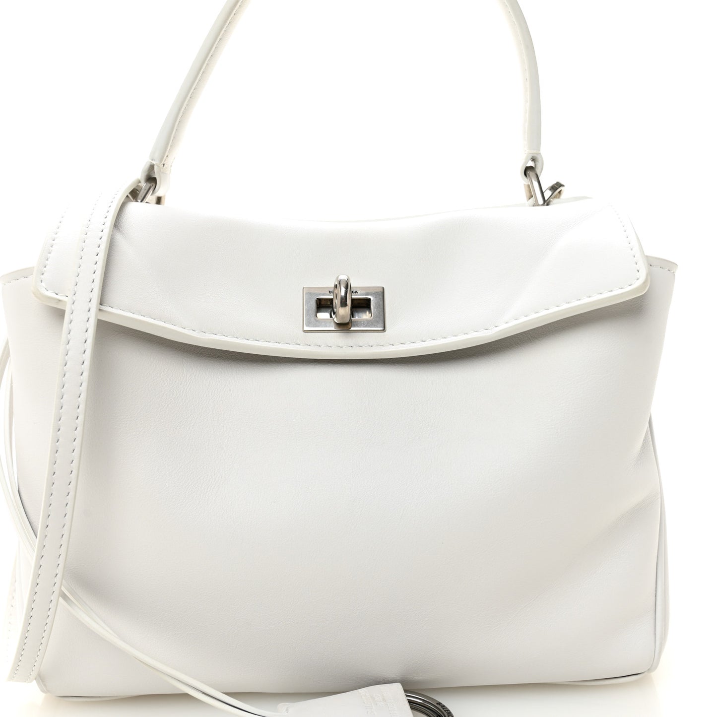 Natural Smooth Calfskin Mini Rodeo Top Handle Handbag Optic White