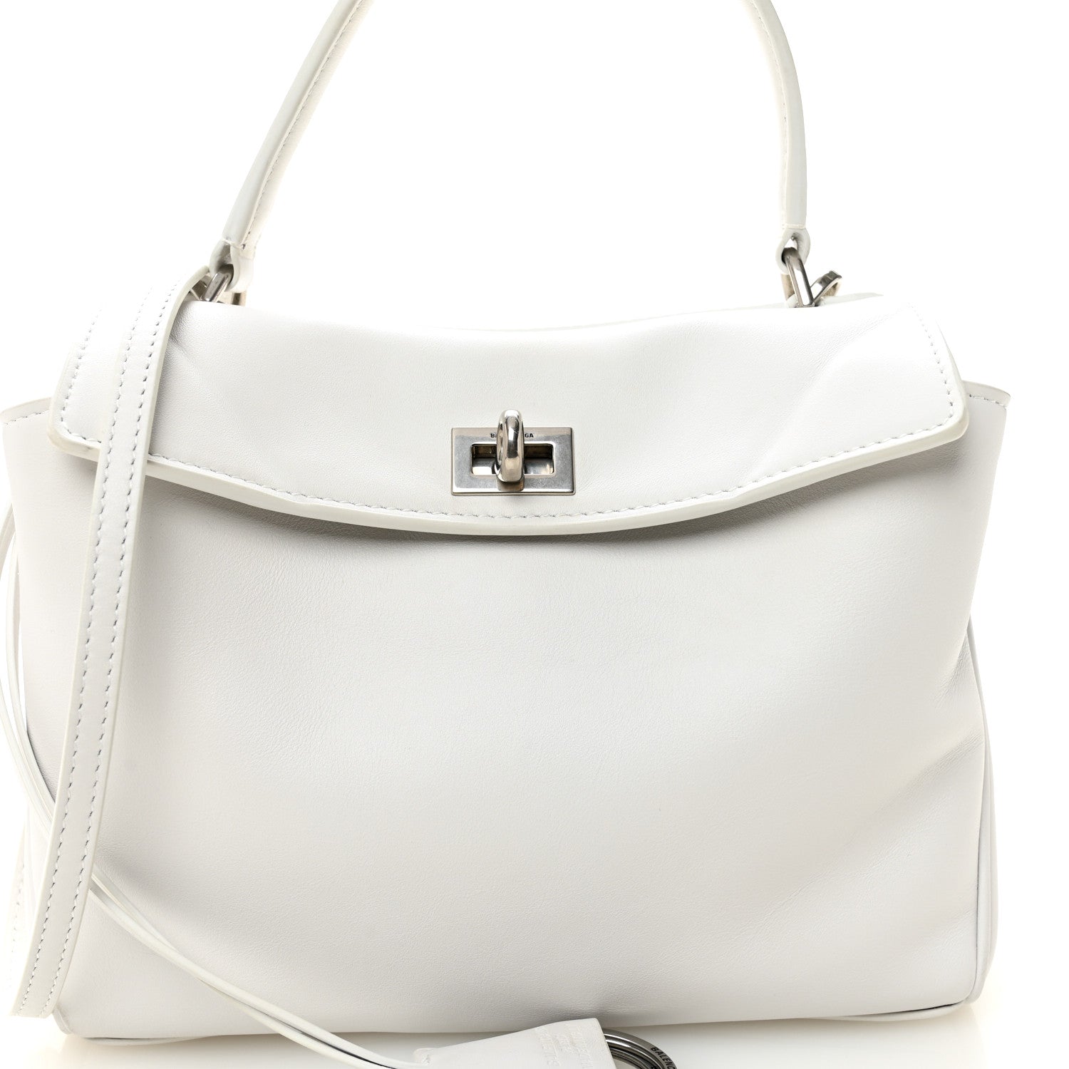 Balenciaga Natural Smooth Calfskin Mini Rodeo Top Handle Handbag Optic White 8 of 10