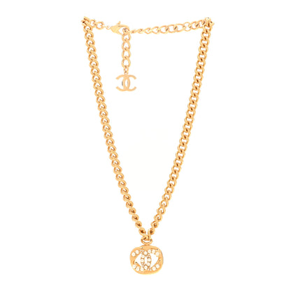 Chanel Metal Crystal Pearl Chain Link CC Necklace Gold 3 of 6