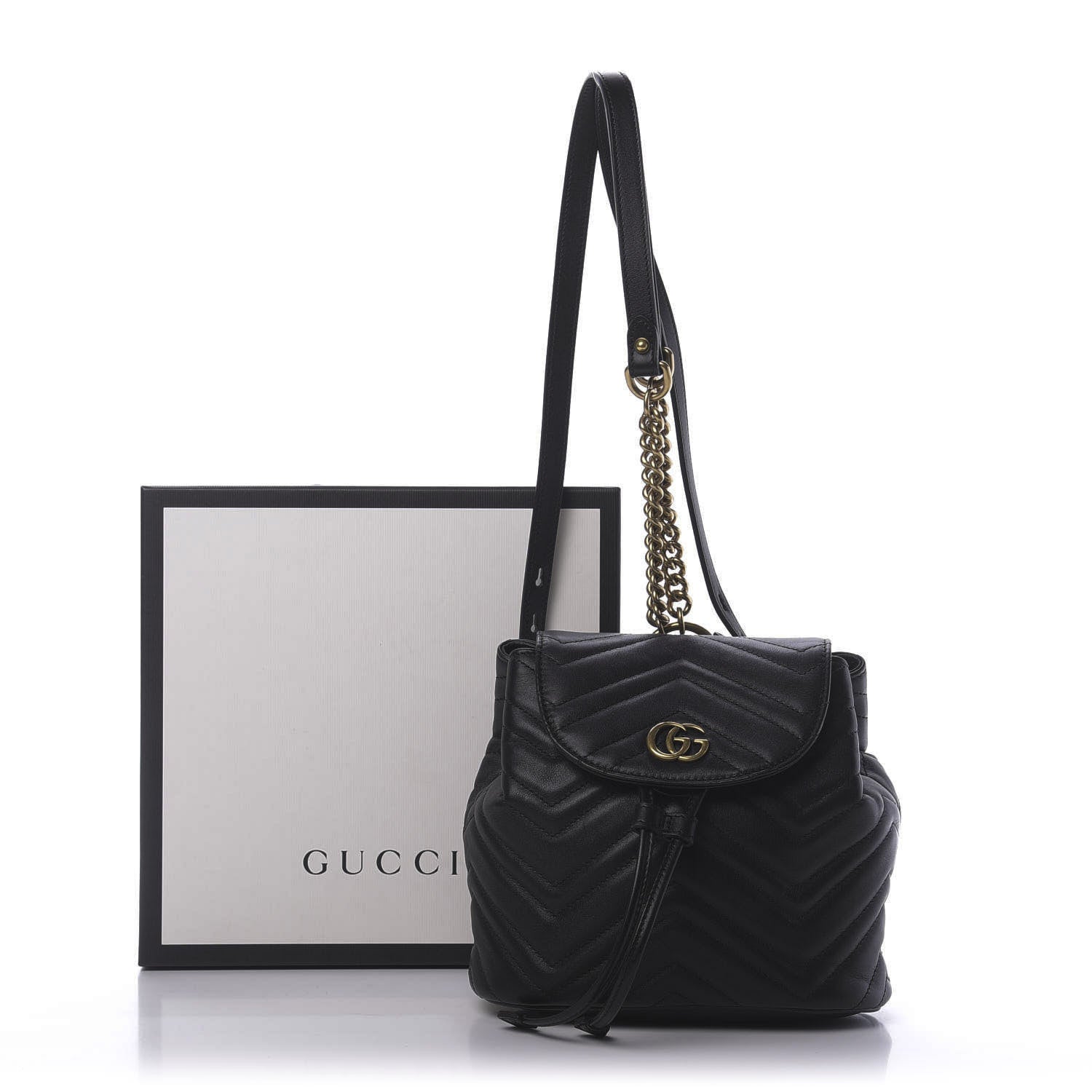 Gucci Calfskin Matelasse GG Marmont Flap Backpack Black 10 of 10