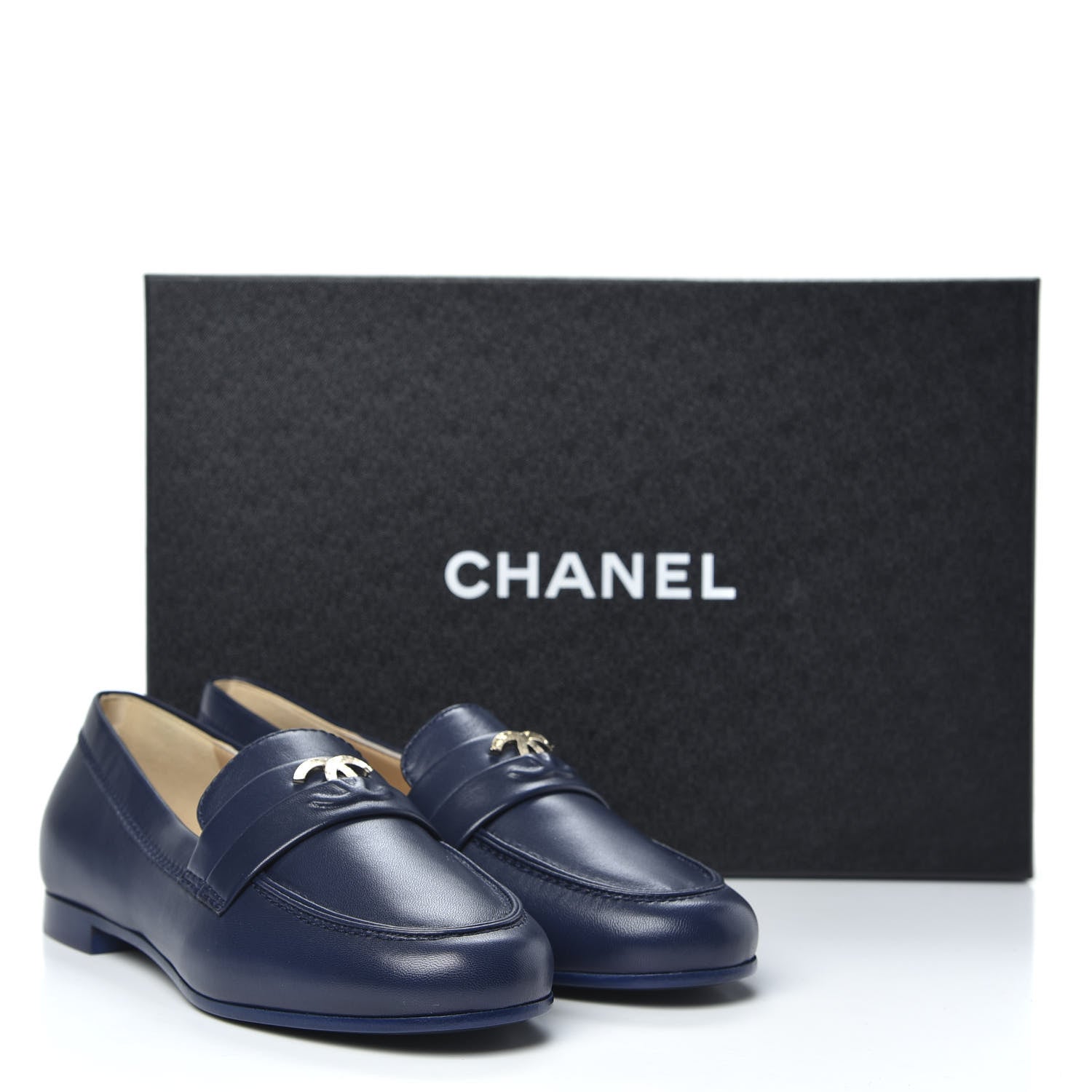 Chanel Lambskin CC Loafers 35.5 Navy 11 of 11