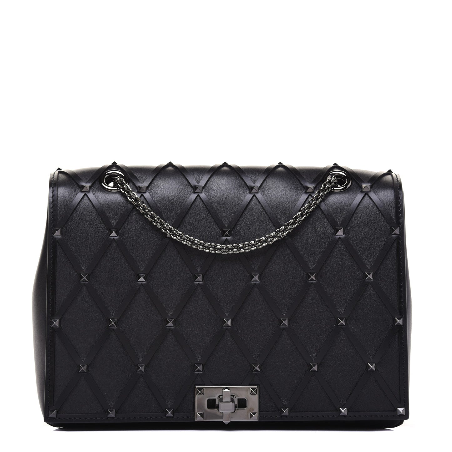 Smooth Calfskin Quilted Beehive Shoulder Bag Black