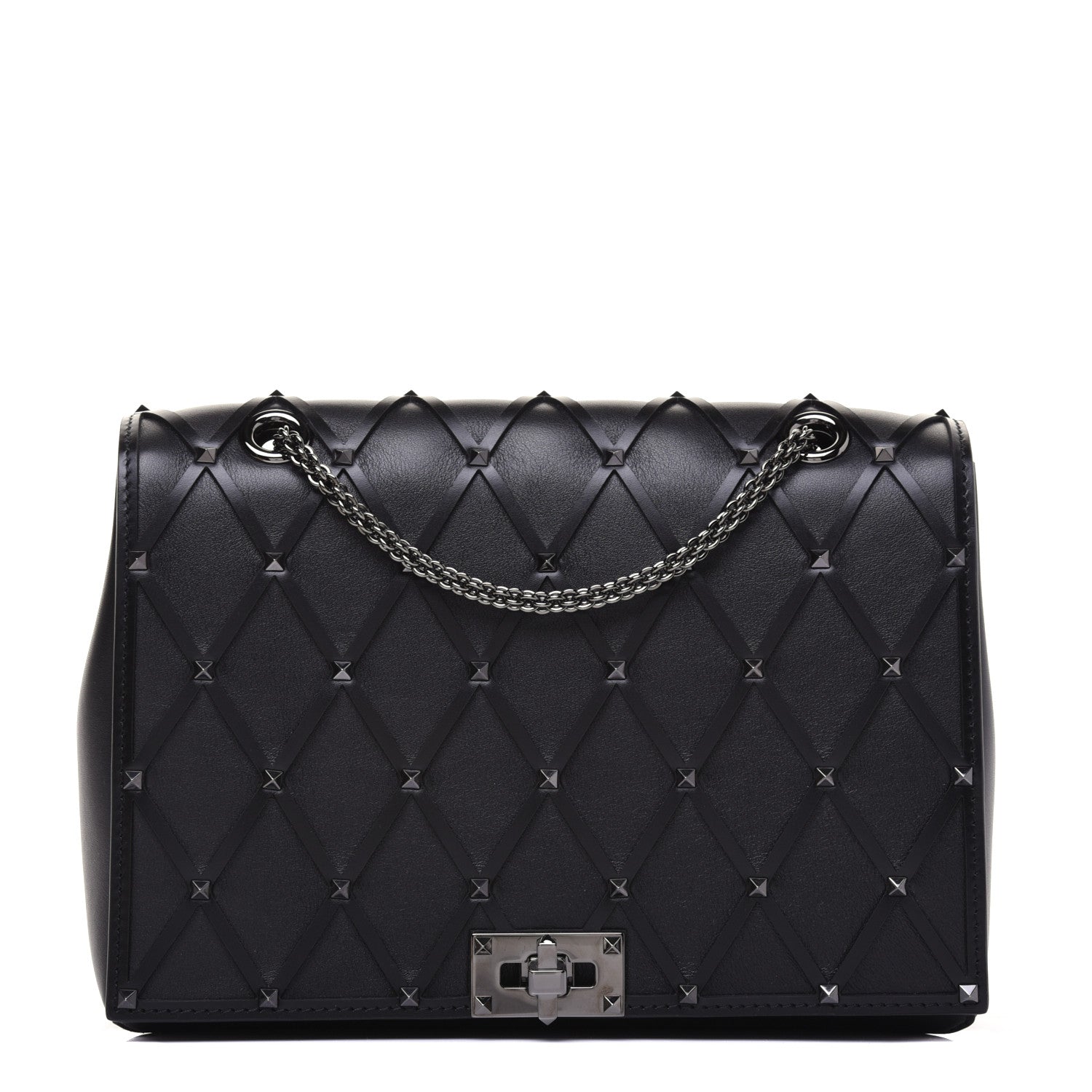 Valentino Garavani Smooth Calfskin Quilted Beehive Shoulder Bag Black 1 of 14