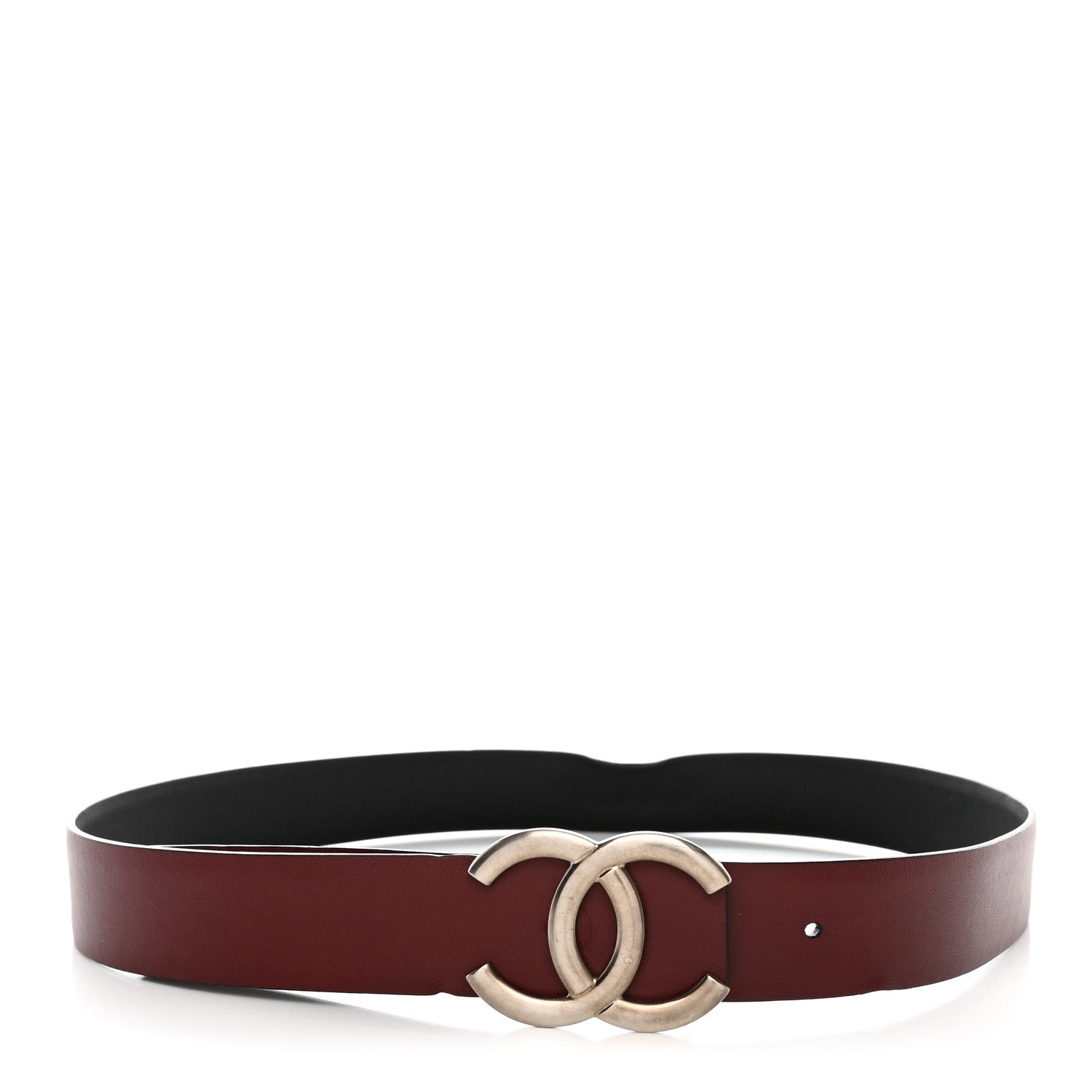 Chanel Calfskin CC Reversible Belt 75 30 Black Burgundy 2 of 10