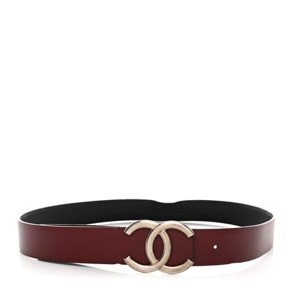 Chanel Calfskin CC Reversible Belt 75 30 Black Burgundy 2 of 10