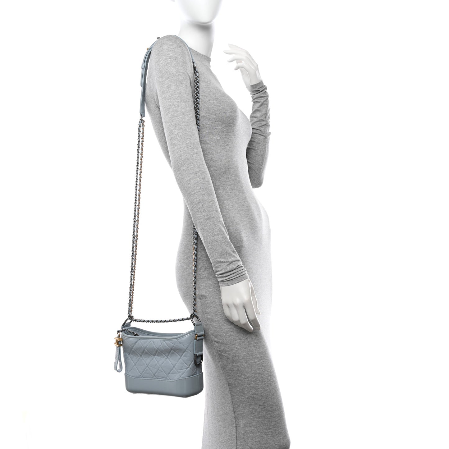 Aged Calfskin Quilted Small Gabrielle Hobo Light Blue