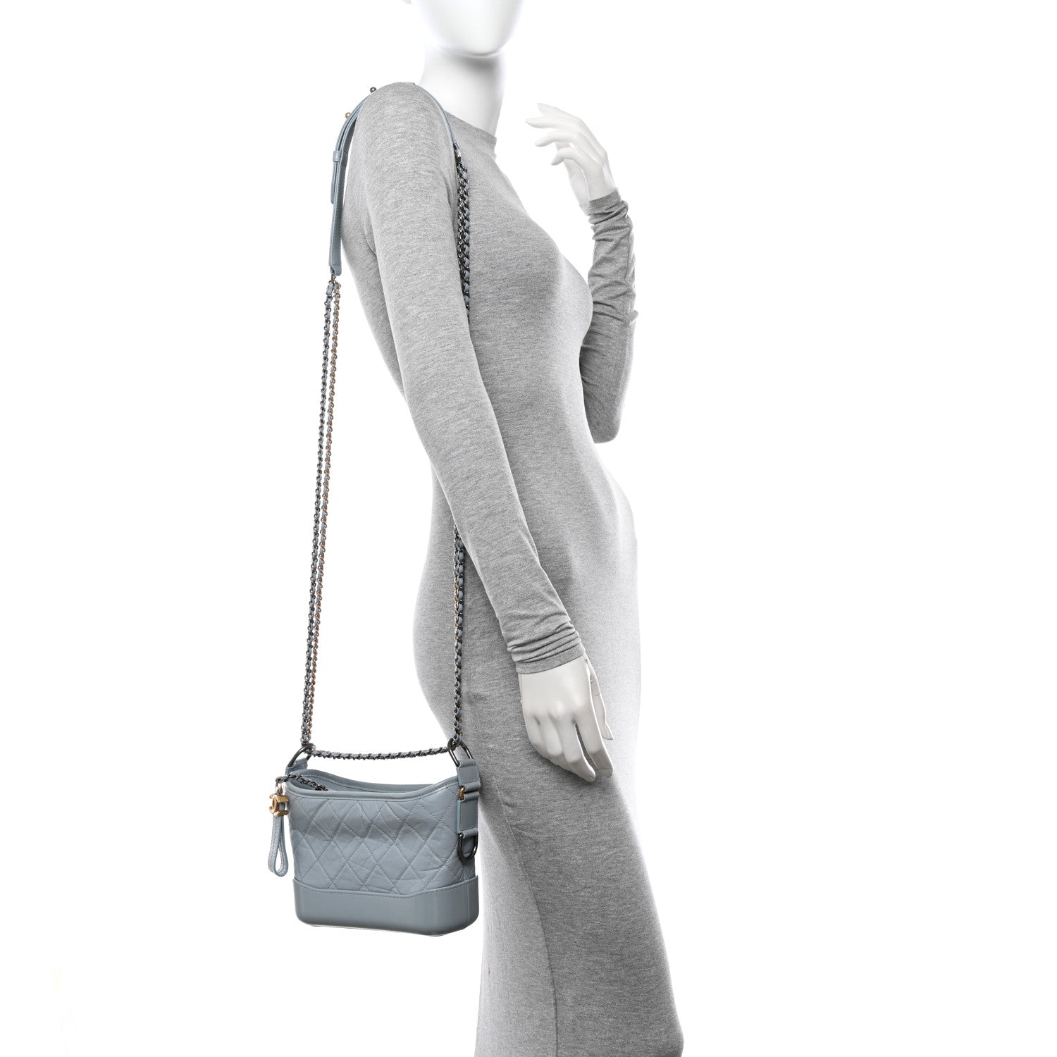 Chanel Aged Calfskin Quilted Small Gabrielle Hobo Light Blue 2 of 12