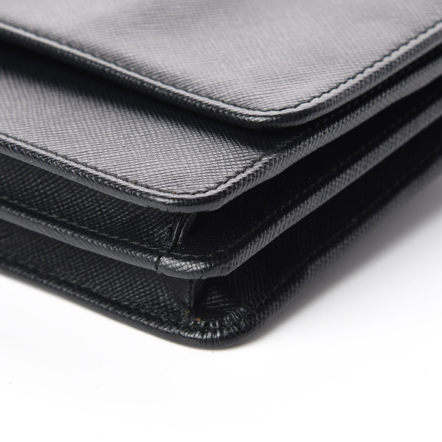 Prada Saffiano Metal Flap Wallet With Strap Black 9 of 10