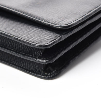 Prada Saffiano Metal Flap Wallet With Strap Black 9 of 10