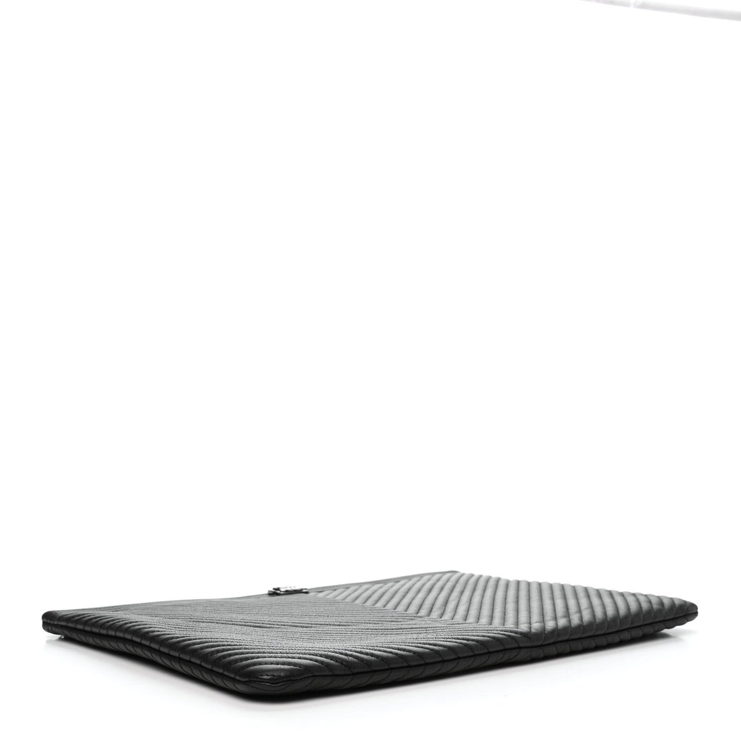 Caviar Chevron Quilted Large Boy Cosmetic Case Black