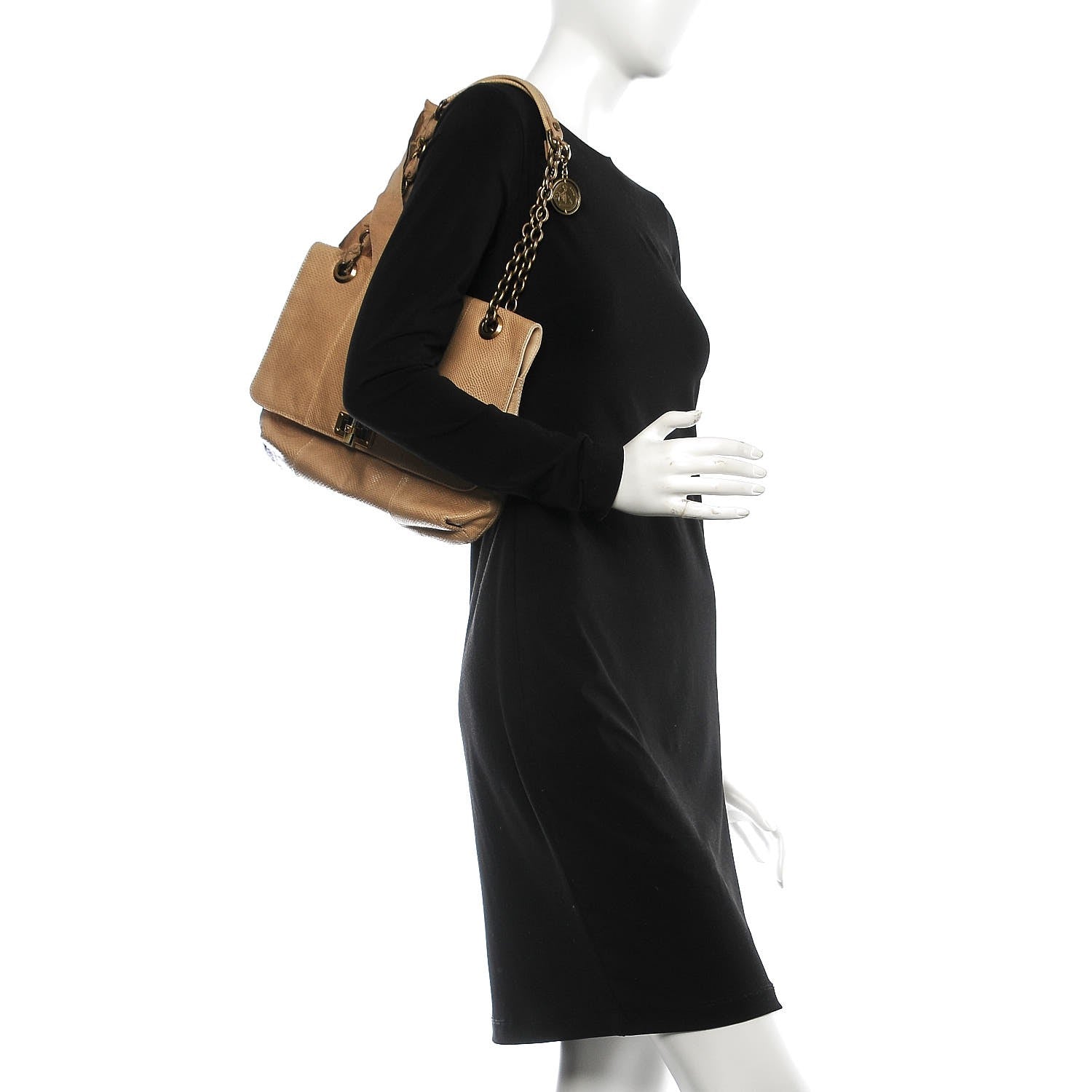 Lanvin Lizard Medium Happy Shoulder Bag Beige 2 of 7