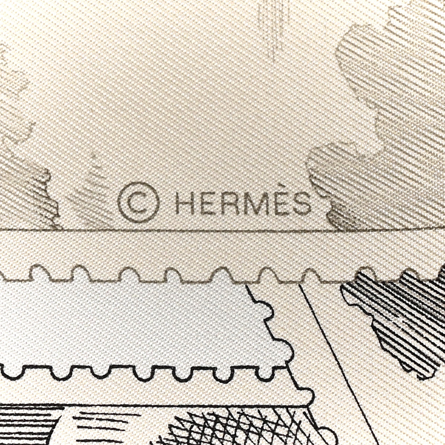 Hermes Silk Le Philateliste Du Faubourg Scarf 90 Gris Parchemin White 4 of 5