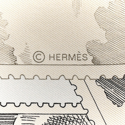 Hermes Silk Le Philateliste Du Faubourg Scarf 90 Gris Parchemin White 4 of 5