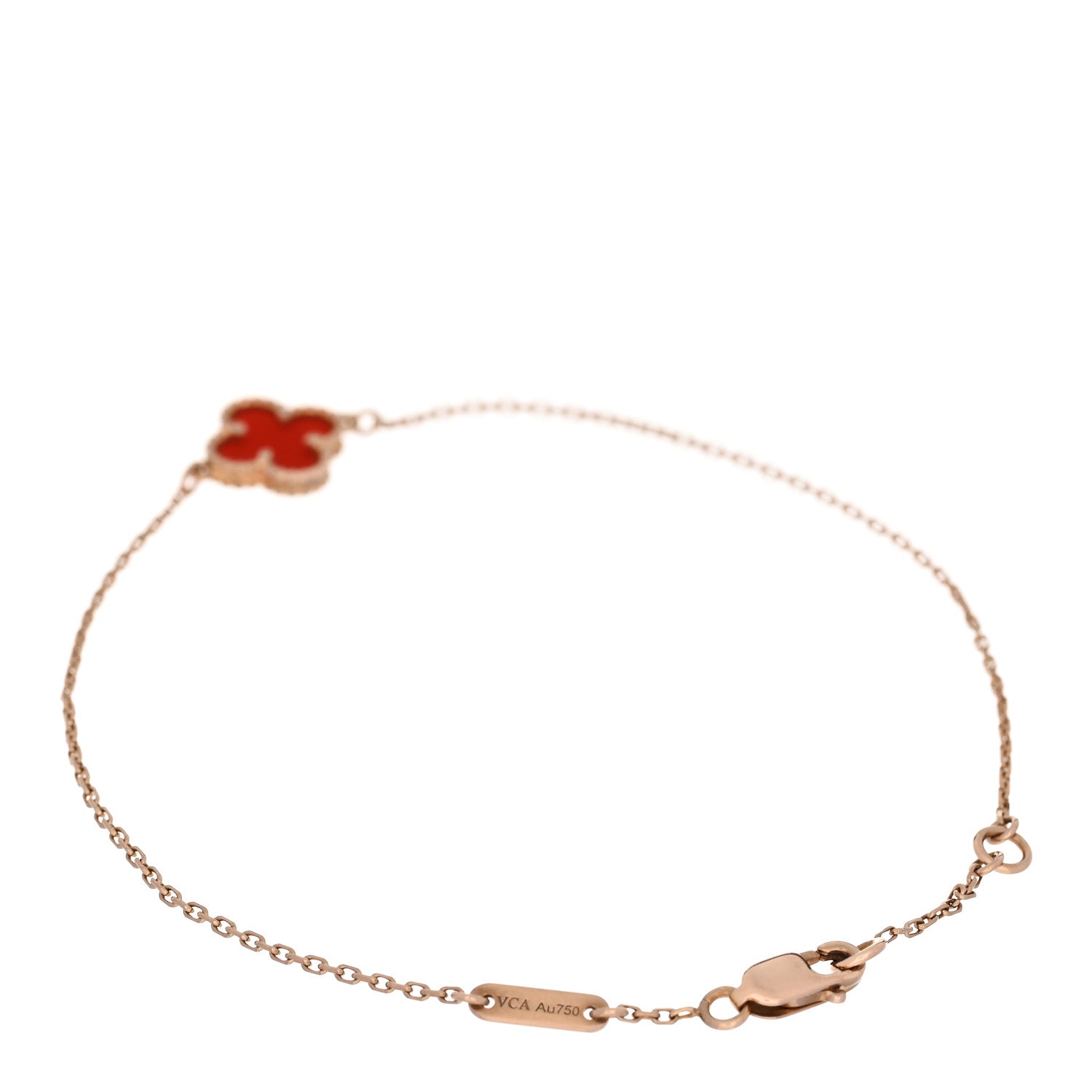 Van Cleef & Arpels 18K Rose Gold Carnelian Sweet Alhambra Bracelet 2 of 5