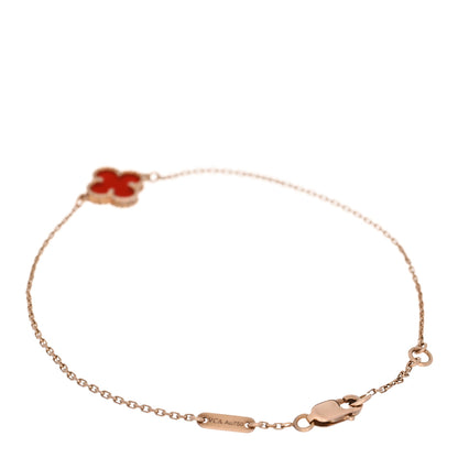 Van Cleef & Arpels 18K Rose Gold Carnelian Sweet Alhambra Bracelet 2 of 5