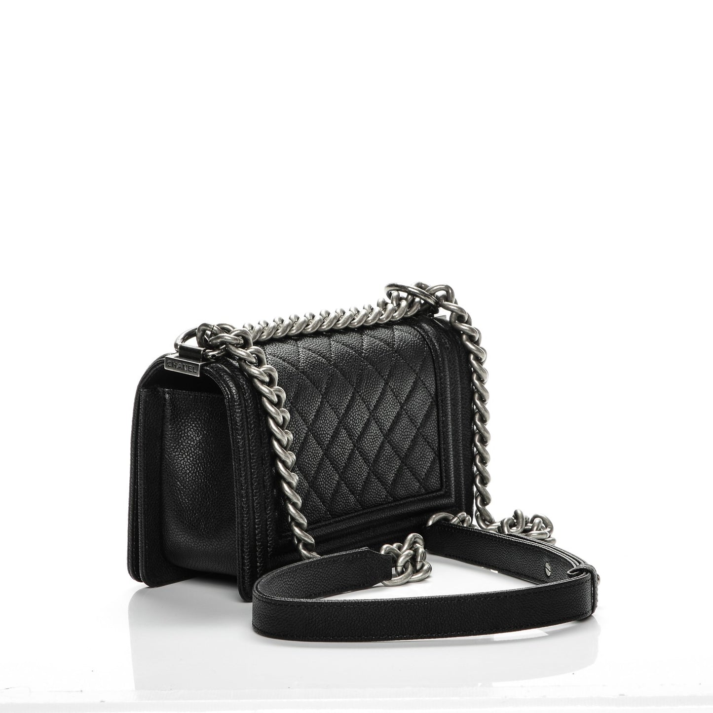 Caviar Quilted Small Boy Flap Black
