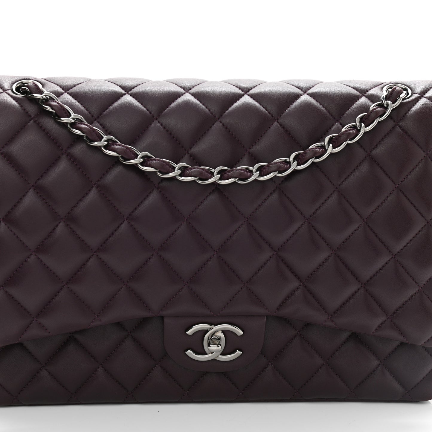 Lambskin Quilted Maxi Double Flap Purple