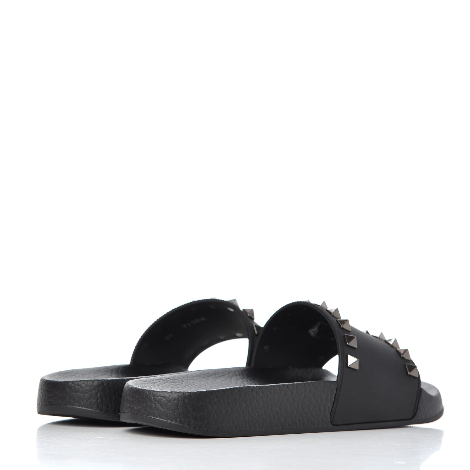 Valentino Garavani Rubber Rockstud Slide Sandals 36 Black 4 of 10