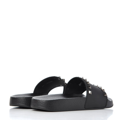 Valentino Garavani Rubber Rockstud Slide Sandals 36 Black 4 of 10
