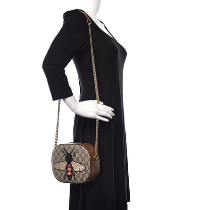 Gucci GG Supreme Monogram Bee Embroidered Mini Chain Shoulder Bag Beige Tuscany 2 of 12