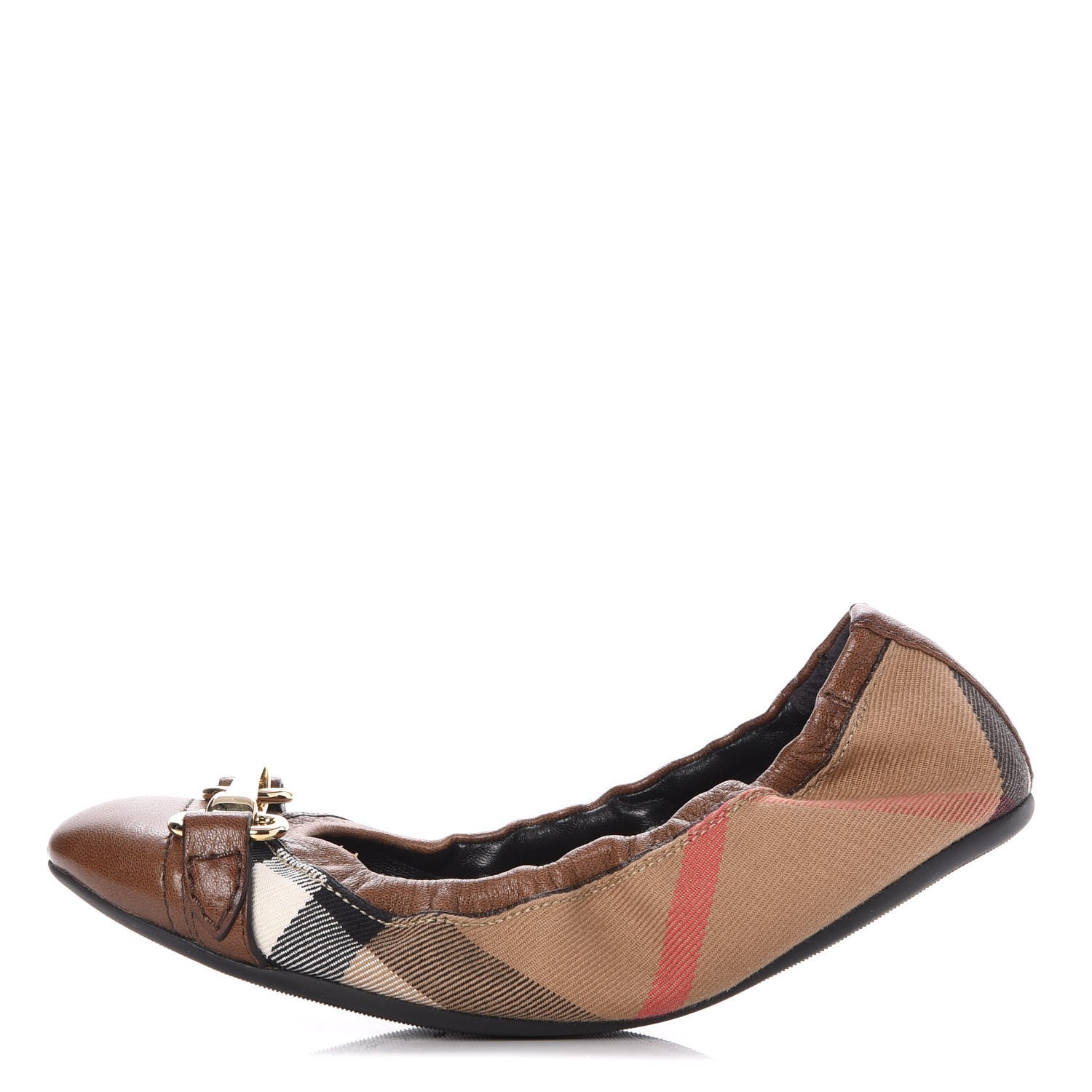Burberry Heritage House Check Shipley Elastic Ballerina Flats 36 Brown 1 of 11