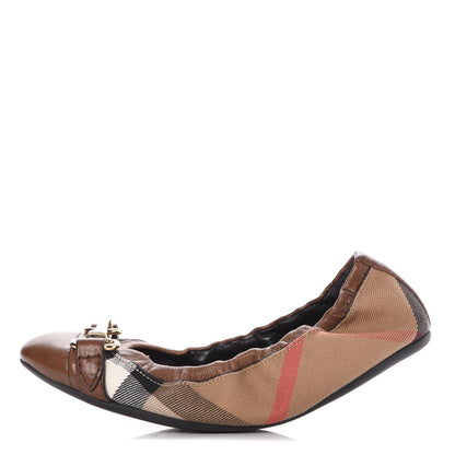 Burberry Heritage House Check Shipley Elastic Ballerina Flats 36 Brown 1 of 11