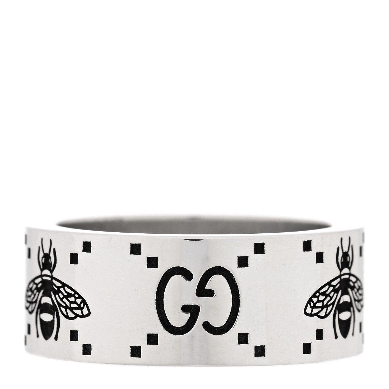 Gucci Sterling Silver GG Bee Band Ring 60 9 3 of 4