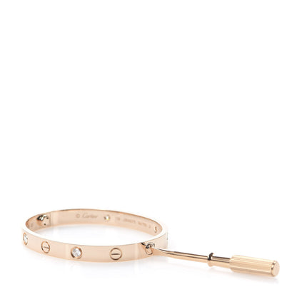 Cartier 18K Pink Gold 4 Diamond LOVE Bracelet 16 4 of 7