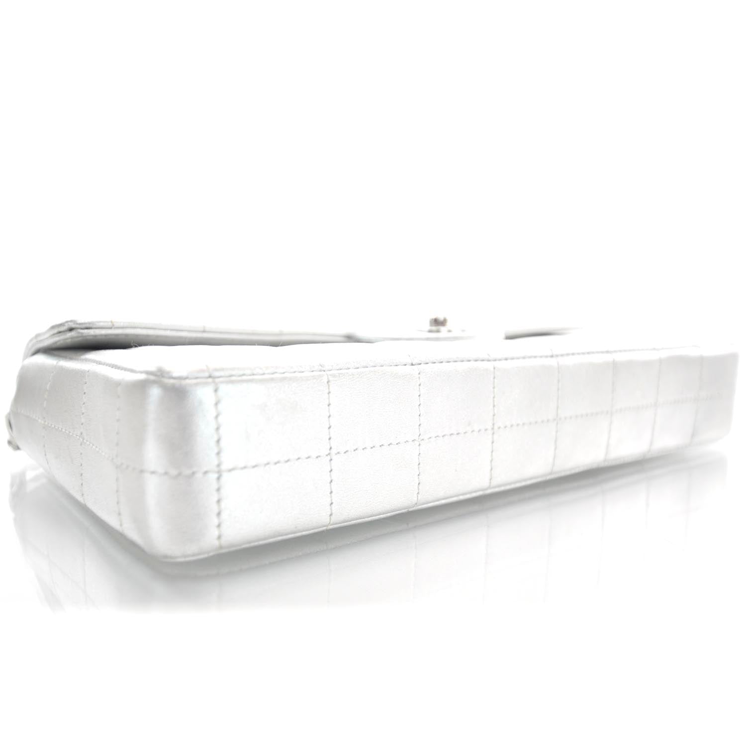 Chanel Lambskin East West Chocolate Bar Flap Silver 6 of 11