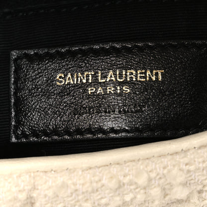 Saint Laurent Boucle Tweed Quilted Toy Loulou Puffer Monogram Chain Satchel Crema Soft 5 of 12