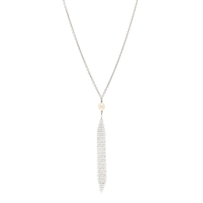 Tiffany Sterling Silver Pearl Elsa Peretti Mesh Pendant Necklace 1 of 4