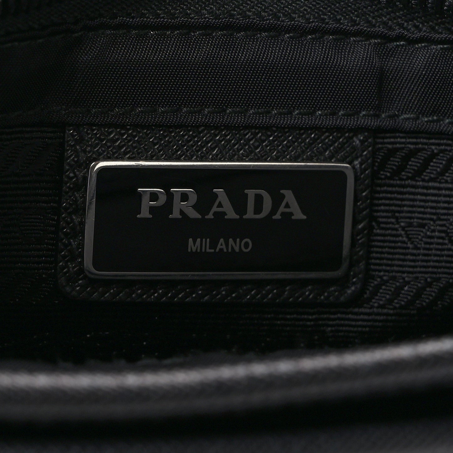 Re-Nylon Saffiano Pocket Double Snap Buckle Shoulder Bag Black