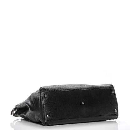 Fendi Goatskin Zucca Large Peekaboo Iconic Satchel Black Tobacco 5 of 9