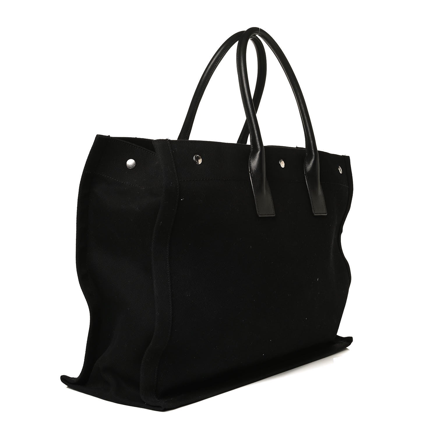 Saint Laurent Linen Calfskin Rive Gauche Tote Black 3 of 18