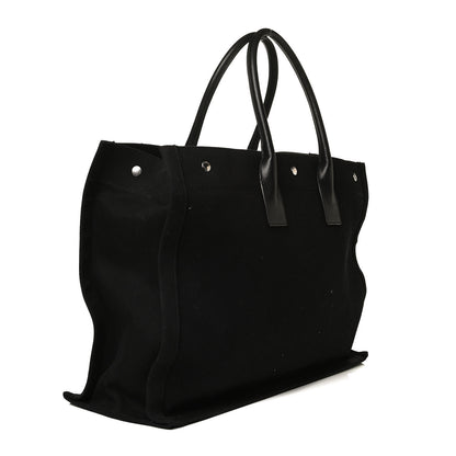Saint Laurent Linen Calfskin Rive Gauche Tote Black 3 of 18