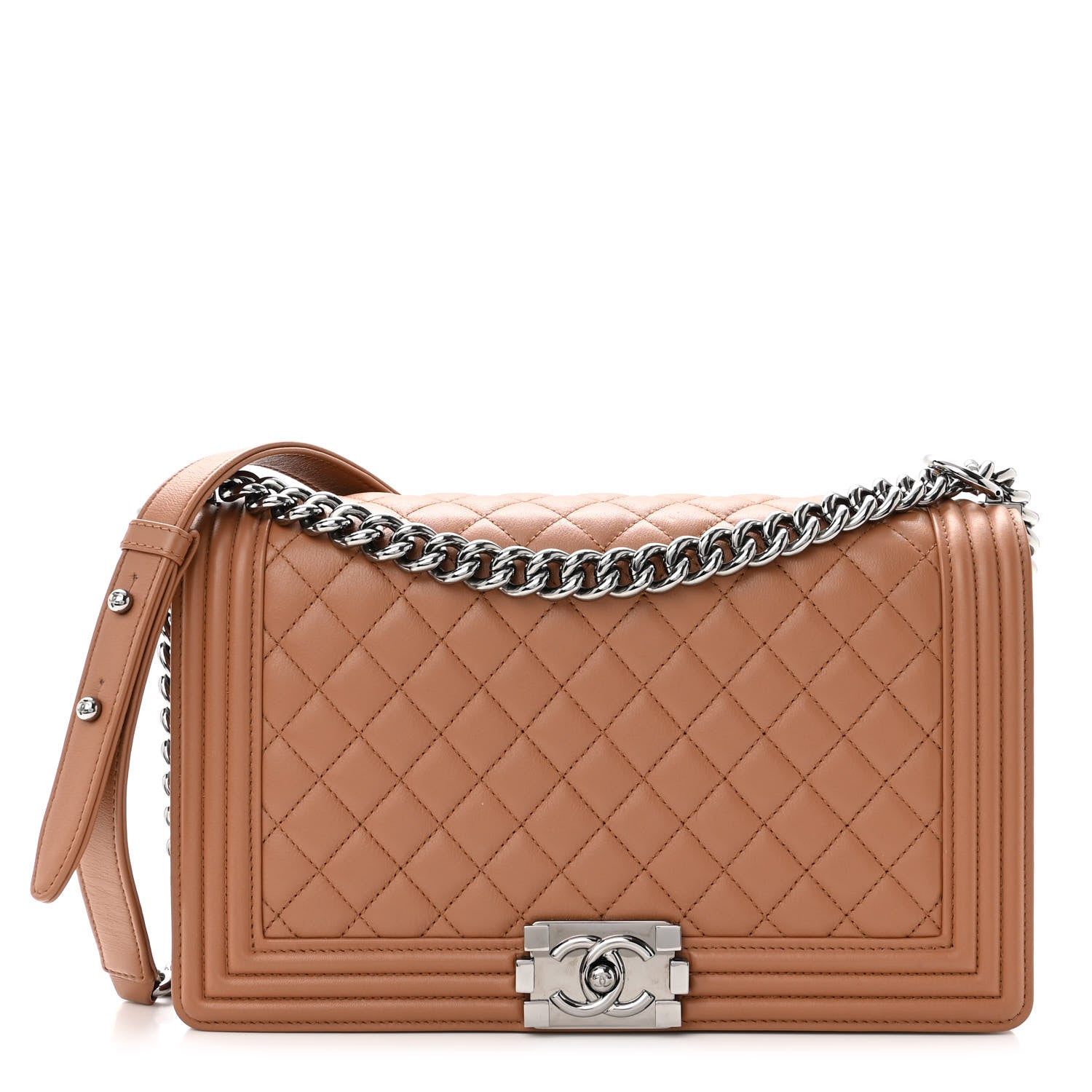 Chanel Calfskin Quilted New Medium Boy Flap Dark Beige 1 of 10