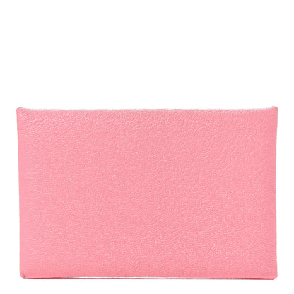 Hermes Chevre Verso Calvi Card Case Rose Confetti Brique 1 of 8