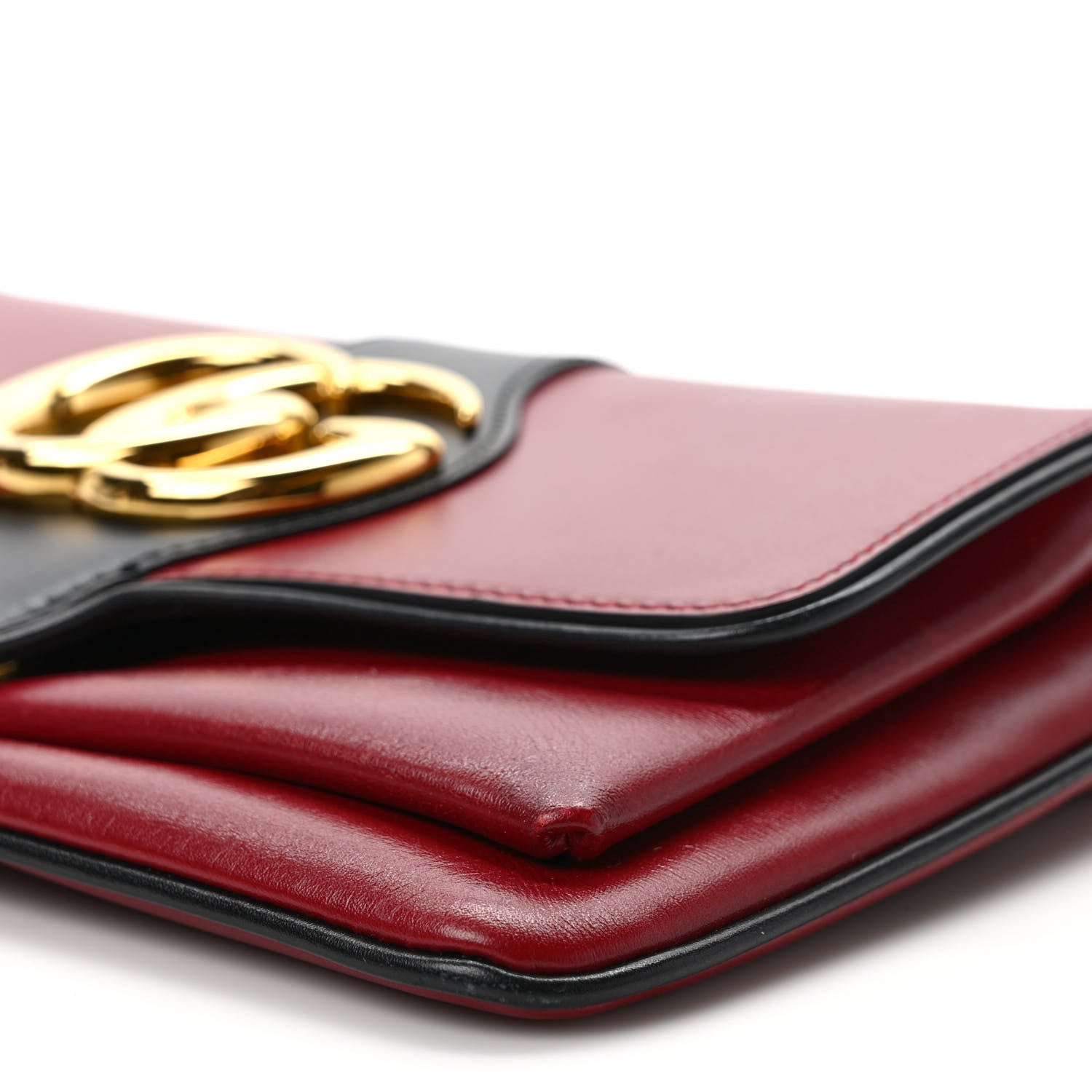 Gucci Vitello Palmellato Lux Bi-Color Small Arli Flap Shoulder Bag New Cherry Red Black 9 of 9