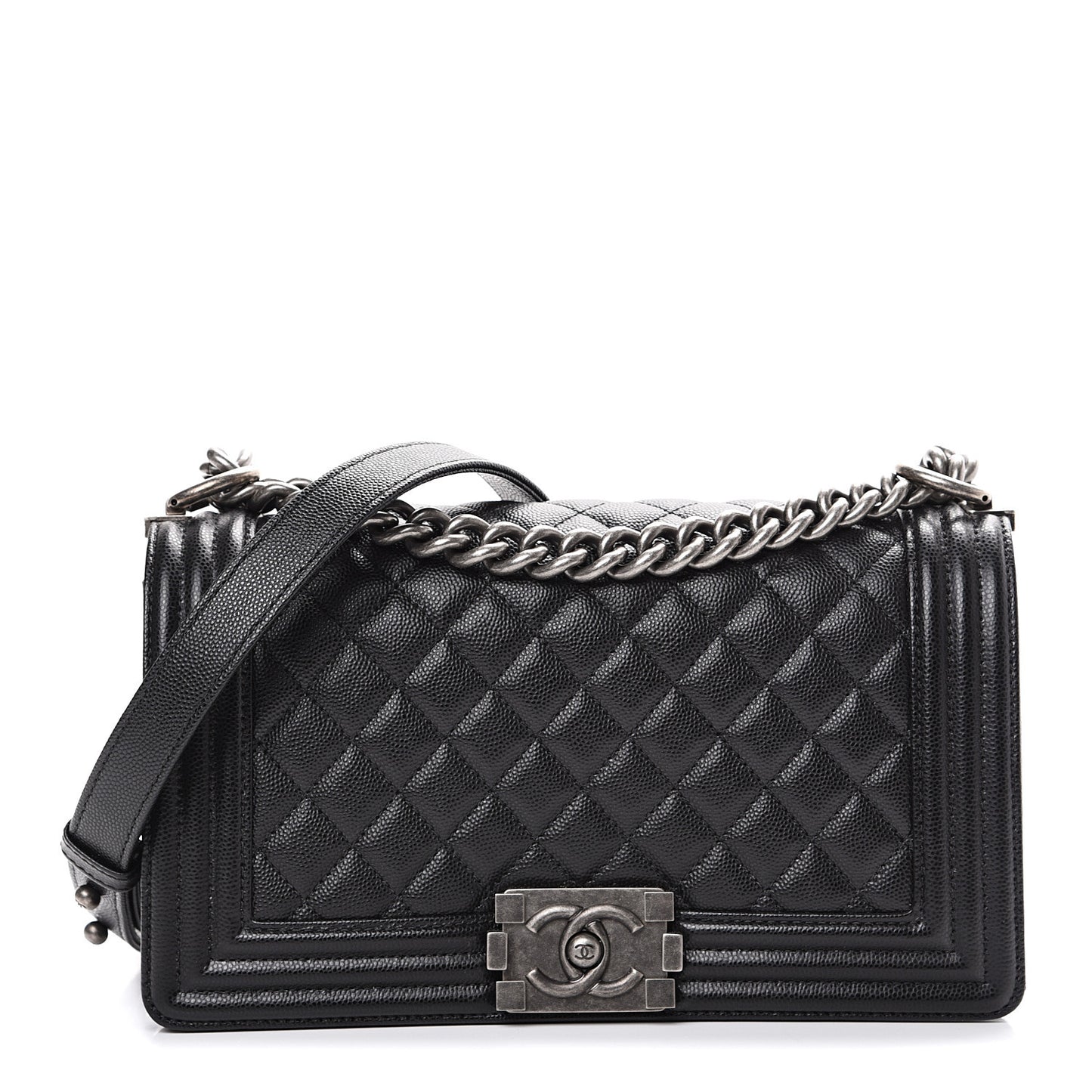 Caviar Quilted Medium Boy Flap Black