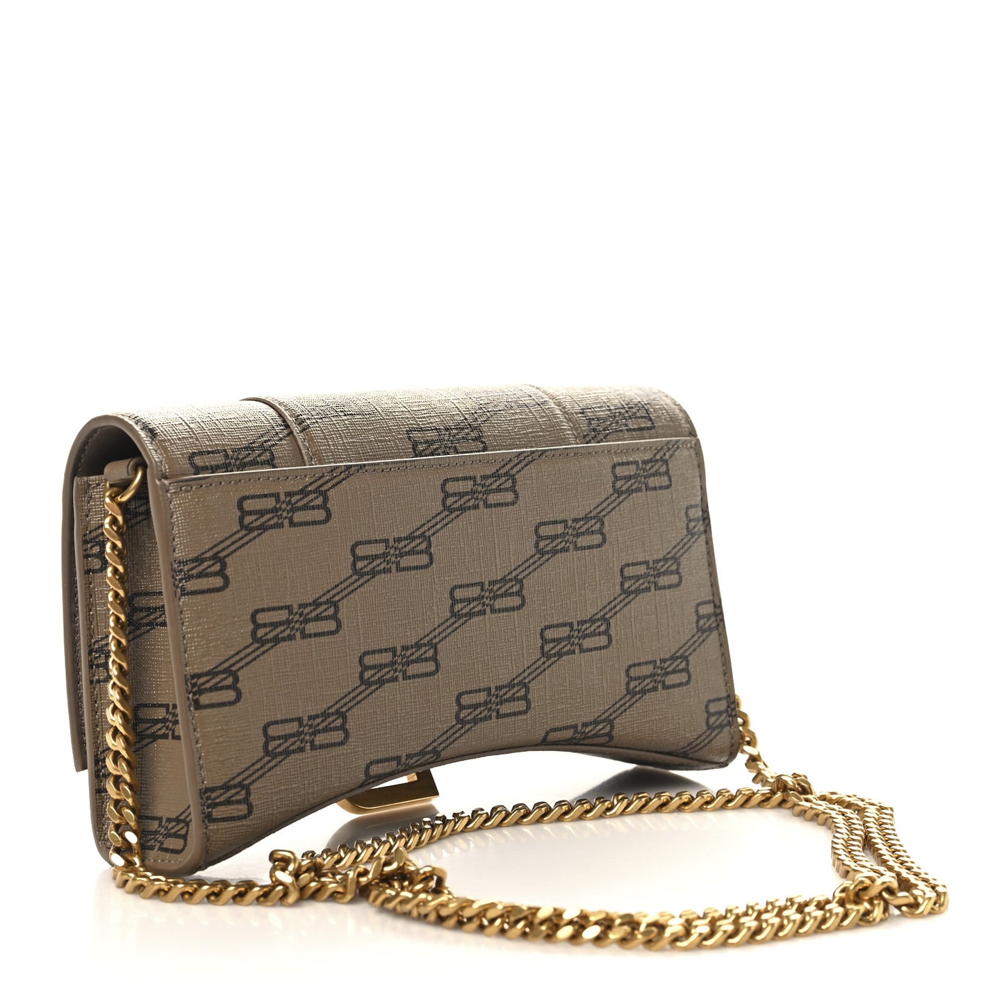 Coated Canvas BB Monogram Hourglass Chain Bag Beige Brown